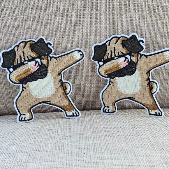 Lot of 2 Patches DOG Dance Iron On Patches Multi Color Embroidery Patches - Picture 2 of 10
